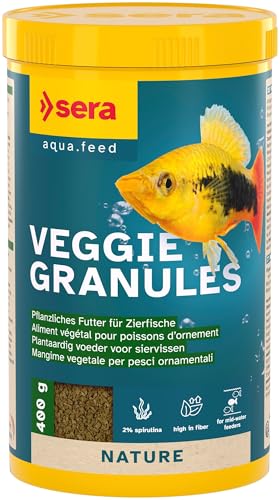 sera Veggie Granules 1000ml 400g Pflanzliches Fischfutter Aquarium Granulat Langsam sinkendes Granulat für Zierfische Leicht verdauliches Futter mit Spirulina-Alge Fischfutter Aquarium