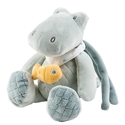 Nattou Mini-Spieluhr aus Polyester Krokodil Romeo Wiegelied La-Le-Lu Ca. 23 cm Romeo Jules und Sally Hellblau