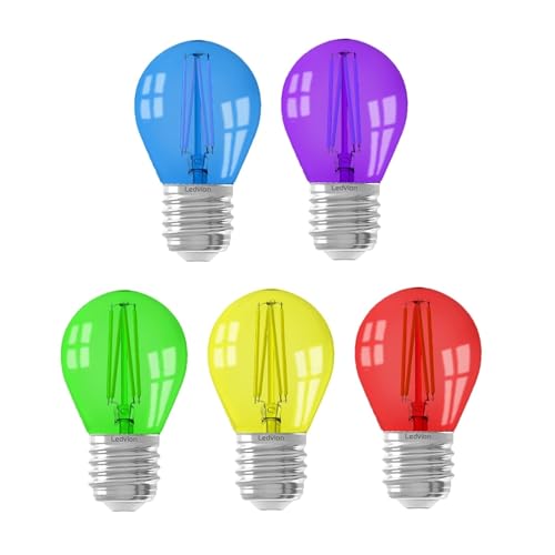Ledvion 6er-Pack E27 LED Lampen Verschiedene Farben Lampe 1W 2100K 50 Lumen LED Lampen Vorteilspackung Leuchtmittel Strahler