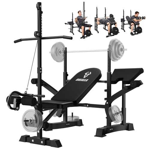 Orealla 8 in 1 Multifunktions Einstellbare Olympische Set Beinstrecker Beincurl Multifunktions Bankdrücken Set fürörpertraining