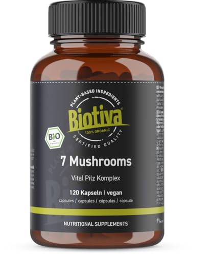 7 Mushroom Bio 120 hochdosiert   Reishi Shiitake Chaga Maitake Löwenmähne weißer   500mg je Kapsel   Deutschland   2 Monatsvorrat   Biotiva