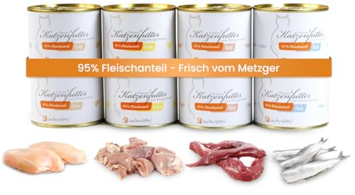  95% Fleisch I Lebensmittelqualität I für Kitten Keine Zusätze I Katzennassfutter I 8x200g Mix