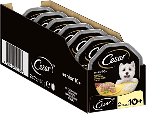  Hundefutter Nassfutter Senior 10 mit Huhn Reis 7 er Pack 7x 2 Schalenx 150 g