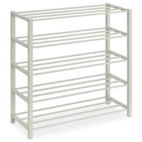 IDIMEX Schuhregal NAVAN Metall Beige robuste Schuhbank mit 5 Ablagen platzsparende Schuhkommode ideal für Schuhregal offen Schuhständer Schuhregale