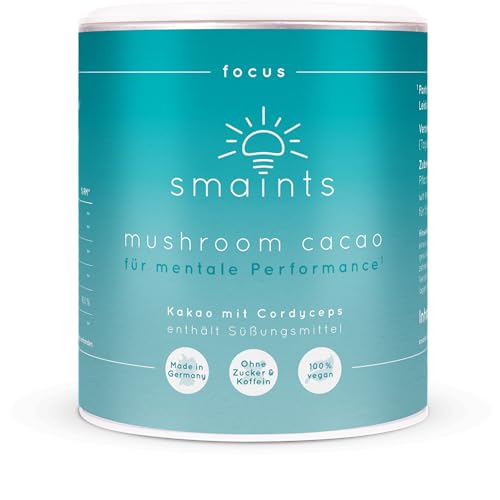 smaints Mushroom Cacao mit Cordyceps sinensis Extrakt CDP Cholin Ginkgo Vitamin B5 Vitalpilze Kaffeealternative - Nootropic