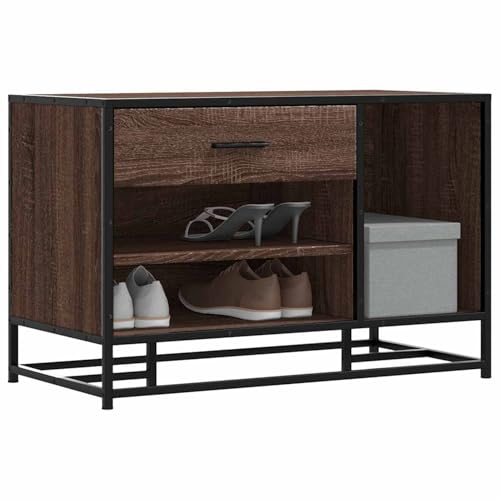 Fasba Schuhbank Braun Eichen-Optik 80x40x53 5 cm Holzwerkstoff Metall Schuhregal Aufbewahrungsbank Schuhbank für Wohnzimmer Büro Flur849228