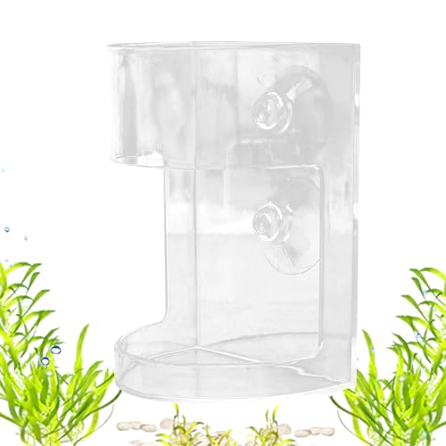 Fischfutterautomat Transparenter Fischfutter Spender Driftgeschützter Spender mit Saugnapf und Großem Fassungsvermögen für Kampffische Teiche Aquarien