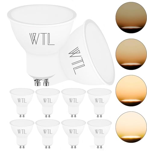 WTL GU10 LED Warmweiß Dimmbar Leuchtmittel Scheinwerfer 3000K LED GU10 Led Warmweiss Dimmbar 7W Ersetzt 70W Halogenlampen 120 Grad 600LM AC 220V 10er Pack.
