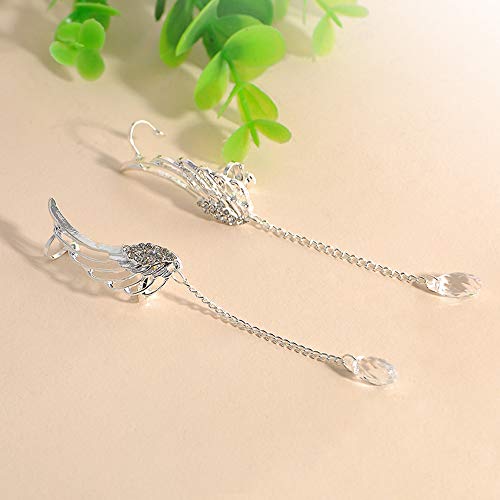 jieGorge Creolen Für Damen Gestüt 1 Paar Silber Kristall Ohr Engel Manschette Ohrringe Flügel Clip Tropfen Ohrringe Für Mehrere Ohrlöcher Silver One Size
