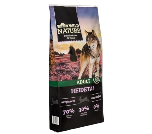 Dehner Wild Nature Hundefutter Heidetal Trockenfutter getreidefrei zuckerfrei für ausgewachsene Hunde Kaninchen 12 kg