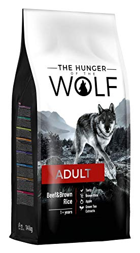The Hunger of the Wolf Hundefutter für ausgewachsene aller Rassen Fein zubereitetes Trockenfutter mit Rind und braunem Reis   14