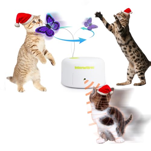 ALL FOR PAWS Automatisches Katzenspielzeug Elektronisches Katzenspielzeug Katze Schmetterling Spielzeug Katzenspielzeug Selbstbeschäftigung mit 360 Drehschmetterling