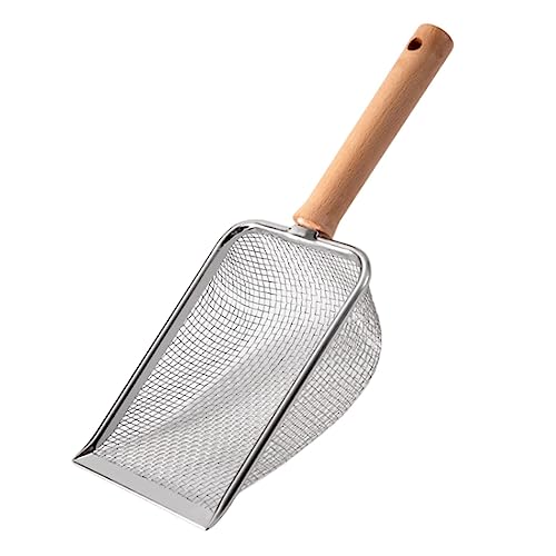 PawwJoy Katzenstreu Sieb Edelstahl 1 Stück Streuschaufel für Katzentoilette mit ergonomischem Griff 27.3 cm Haustierstreu Löffel für Kätzchen Reptilien Kleintiere- 2 8 x 2 8 mm