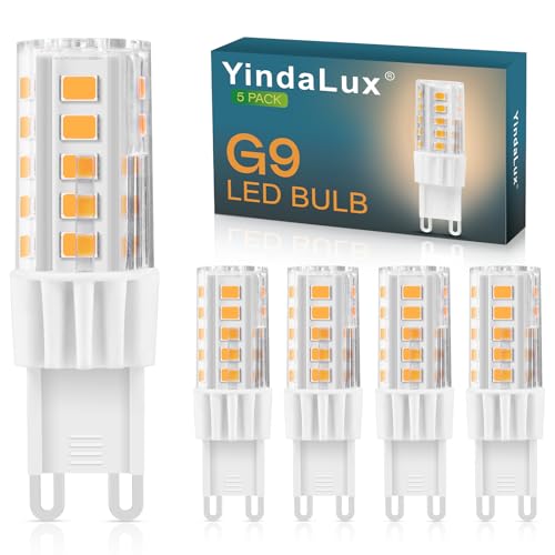 YindaLux G9 LED Warmweiß 2700K 550LM G9 Glühbirne LED Lampe 4W entspricht 55W Halogenlampe Leuchtmittel kein Flackern Enegiesparende Kleine Birne 360 Abstrahlwinkel nicht dimmbar AC220-240V 5er Pack