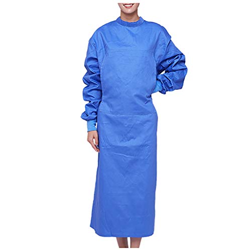 QIMANZI Unisex OP-Kittel Mantel für OP-Bereich Isolationskleid mit elastischer Stehkragen Schutzisolationskleider Stillkleid Staubfreie Arbeitskleidung Schutzkleidung A Blau XXL
