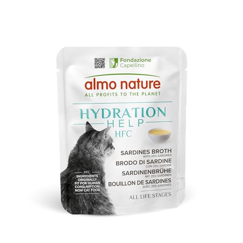almo nature HFC Hydration Help Nassfutter für Katzen - Sardinenbrühe mit Sardinen - Human-Grade Glutenfrei Monoprotein 50 g 24 Stück 1 2 kg