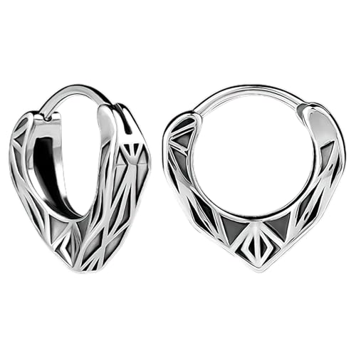 Flongo Unisex Wikinger Geometrische Dreieck Ohrstecker Hoop Gothic Ohrschmuck punk earrings für Herren Frauen Mädchen Weihnachten