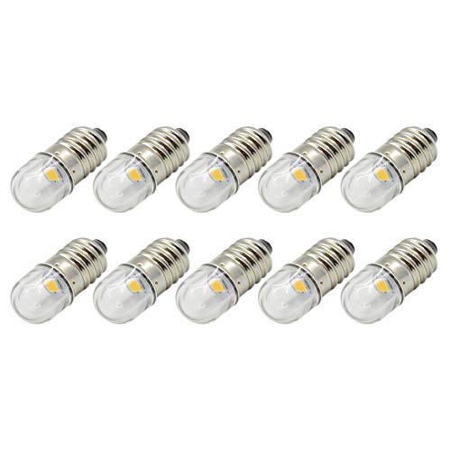 Ruiandsion 10 Stück E10 LED Lampe 6V Warmweiß 1W Ersetzen Sie Taschenlampen-Taschenlampenlampen negative Erde