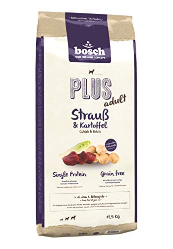  Tiernahrung PLUS Adult Strauß Kartoffel Single Protein Grain Free verschiedene Größen 1x 12.5