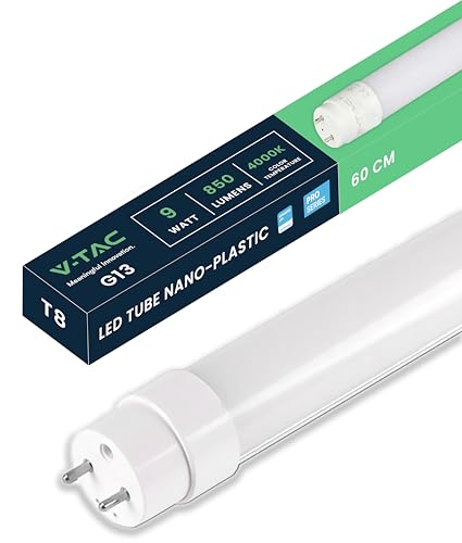 V-TAC LED Röhre 60 CM - T8 - G13 - Fassung 7.5W - 850 Lumen - Samsung Chip - Röhren für Decke Wand Garage Geschäft - T8 LED-Röhre - Ersatz für Neonröhren - Licht 4000K Neutralweiß