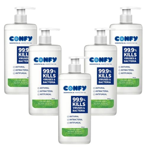 Confy - Desinfektionsspray - 5x 250 ml - Schützt und pflegt mit Olivenextrakt