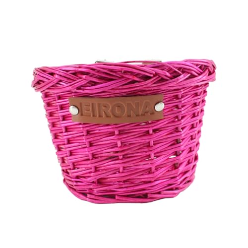 Kinderfahrrad Lenkerkorb Fahrradkorb Aufhängekorb geeignet für Jungen und Mädchen Kinderfahrradzubehör umweltfreundlicher handgefertigter Rattan Korb Rosa