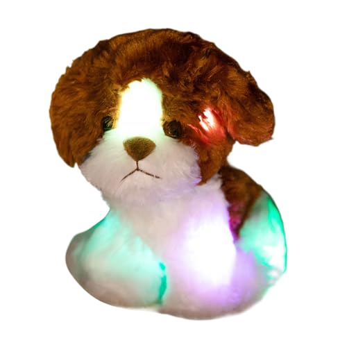 Nachtlicht Kuscheltier mit sanfter Beleuchtung - Kuschelige Puppe die als Kissen genutzt werden kann Hund Mit LED Perfekte Für Geburtstag Weihnachten Erntedankfest Halloween Schlafzimmer Auto