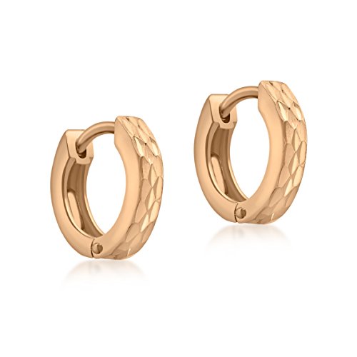 Carissima Gold Damen-Creolen 9ct Rose Diamond Cut Pyramid Creole Earrings 375 Rotgold-5.51.0919