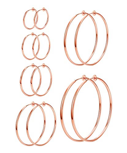 HAIAISO 6 Paar Clip On für Frauenälschte Feder Set für nicht durchbohrte Ohren Schmuck 6 Größen Kupfer Kein Edelstein