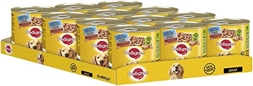 Pedigree Adult Hundefutter 3 Sorten Fleisch 12 x 800 g