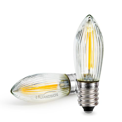 Ruiandsion E10 Kerzenlicht LED Birnen AC 220V Warmweiß E10 Sockel LED Birne für Schrank Garten Balkon Landschaftsbeleuchtung 2er Pack