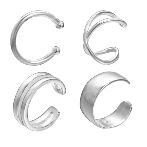 Vogem Silber 4ps kleine und exquisite Kletterer Creolen Clip Ohrringe für Damen einfache verstellbare Clip Ohrringe Modeschmuck