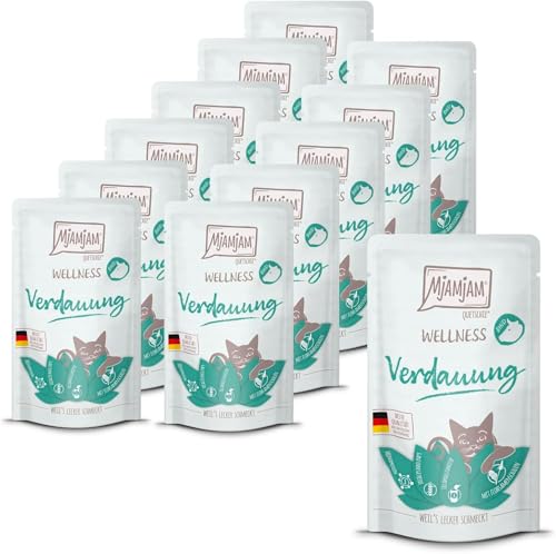 MjAMjAM - Premium Nassfutter für Katzen - Wellness - Verdauung - Rind 12er Pack 12 x 125g getreidefrei