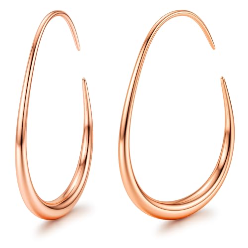 Adramata Edelstahl  18 Karat Weißgold Ros Hypoallergene Große Ovale 25 30 35 40MM Tropfen RG30