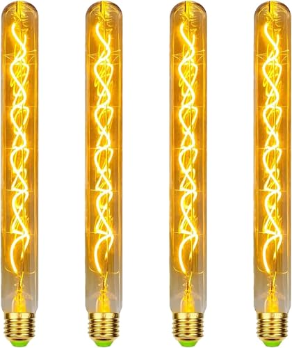 HISAYSY Edison Vintage Glühbirne E27 E27 LED Vintage Dimmbar 4W LED Röhre in 30CM Länge 4 Stück