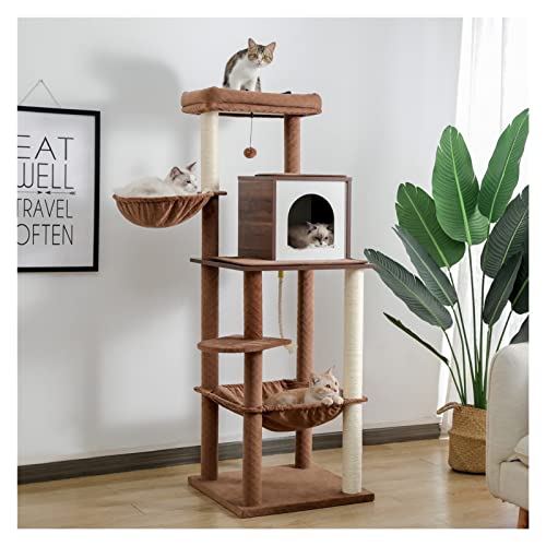 Kratzbaum für Katzen und Kätzchen mit Spielzeugmaus oberstes Bett zum Entspannen Kratzen Sisal zum Spielen Rosso Einheitsgröße
