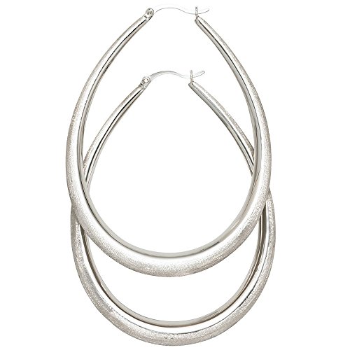GroÃŸe XXL Creolen 65 1mm Ohrringe Ohrschmuck aus 925 Silber mattiert oval