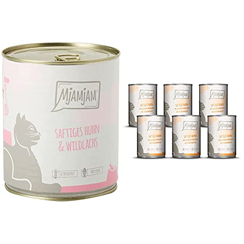 MjAMjAM - Premium Nassfutter für Katzen - saftiges Huhn und wildlachs 6er Pack 6 x 800 g Premium Nassfutter für Katzen - saftiges Huhn an leckeren Möhrchen 6er Pack 6 x 400 g