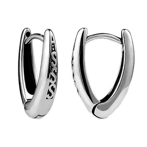 Flongo Unisex Wikinger Geometrische Dreieck Chunky Ohrstecker Edelstahl Hoop Gothic Ohrschmuck punk earrings für Herren Frauen Mädchen Weihnachten