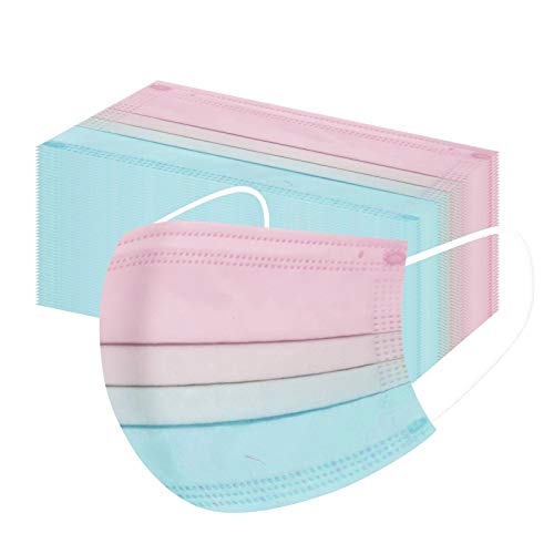 Qersh 50 Stück Erwachsene für Masken für Mundschutz Einweg 3-lagig Cartoon Druck Motiv Bunt Tücher Multifunktionstuch Bandana Atmungsaktiv Mund-Tuch D07 Farbig