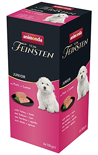 animonda Vom Feinsten Hundefutter Junior Nassfutter für Hunde im Wachstum mit Pute Lamm 6 x 150 g
