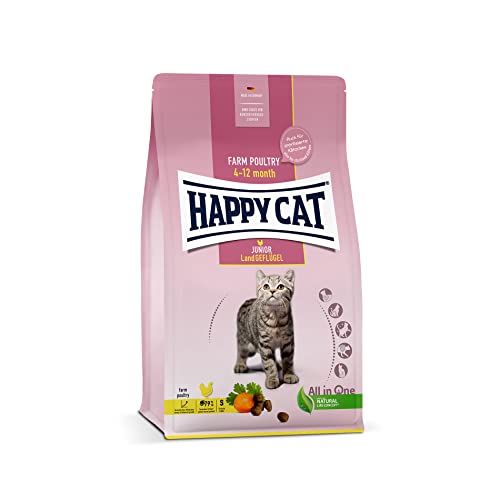 Happy Cat 70539 - Young Junior Land Geflügel - Katzen-Trockenfutter für Jung-Katzen ab dem 4. Monat - 1 3 kg Inhalt