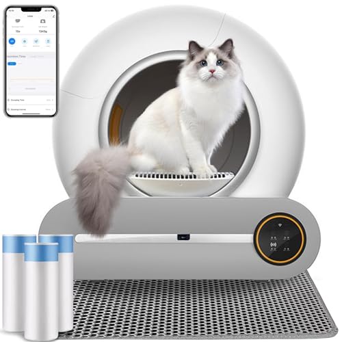 Automatische Katzentoilette Selbstreinigende Katzentoilette XXL 65L 9L Geruchsneutral Geschlossene Große Litter Geeignet für Reisen und Den Alltag