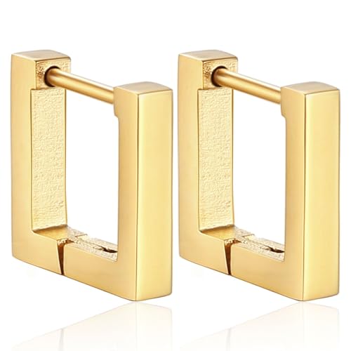 AFCJLTO 2 pcs Gold Creolen Ohrringe für Damen Eckige Creolen Geometrische Quadratische Ohrringe hypoallergen Geschenkidee für Frauen minimalistischer und modischer für Damen Geschenk Gold