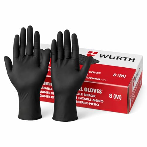 WURTH Einweghandschuhe aus Nitril puderfrei Industriehandschuh Schwarz Größe M 100 Stück