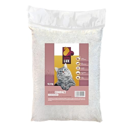 KITTYLUX KittyLux klumpende Katzenstreu White Compact 2x12 5kg mit Babypuderduft für Sensible Katzen Klumpstreu 100% Naturbentonit Feste Klumpenbildung schnelle Geruchsbildung geringer Verbrauch