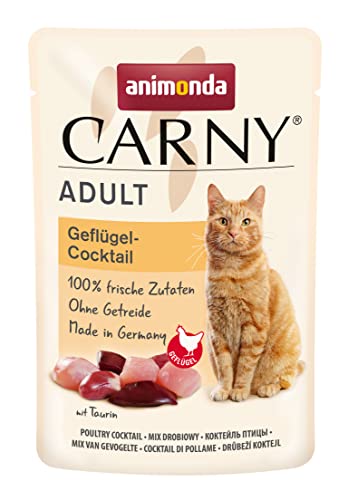 animonda Carny Adult Katzenfutter nass für ausgewachsene Katzen im Frischebeutel Geflügel-Cocktail 12 x 85 g