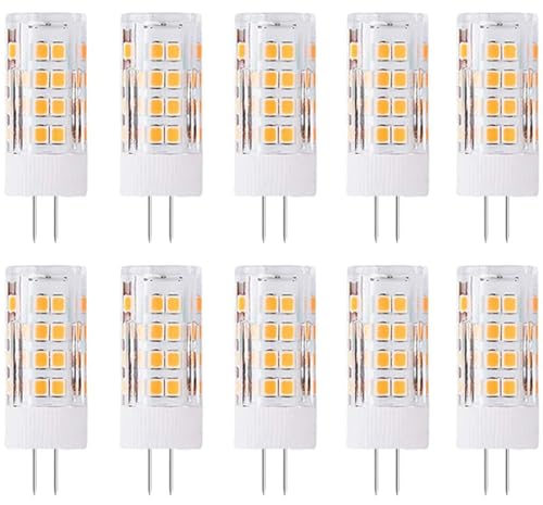 ZFQ G4 LED-Lampen 5W LED-Leuchtmittel 500 Lumen Warmweiß 3000 K 360 Grad Abstrahlwinkel Entspricht 50 Watt Halogenlampen AC DC 12V Nicht Dimmbar Kein Flimmern 10er-Pack