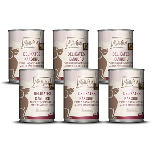 MjAMjAM - Premium Nassfutter für Hunde - purer Fleischgenuss - delikates Känguru pur 6er Pack 6 x 400 g getreidefrei mit extra viel Fleisch