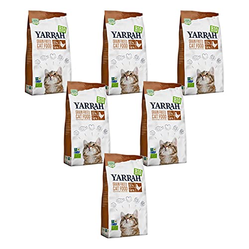 Yarrah - Trockenfutter getreidefrei mit Huhn Fisch für Katzen Bio - 0 8 kg - 6er Pack